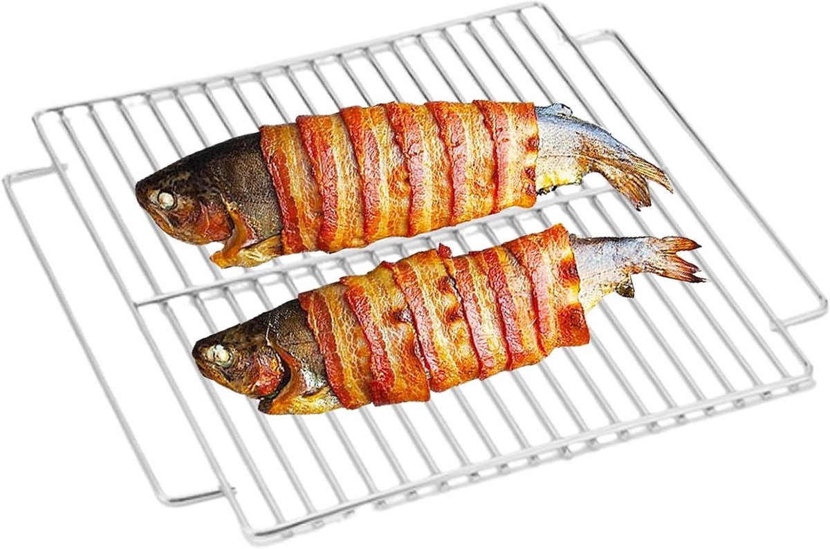 Grillrooster RVS - Kookrek BBQ - Buiten koken - Herbruikbaar materiaal - 24 x 20 cm - Zilver