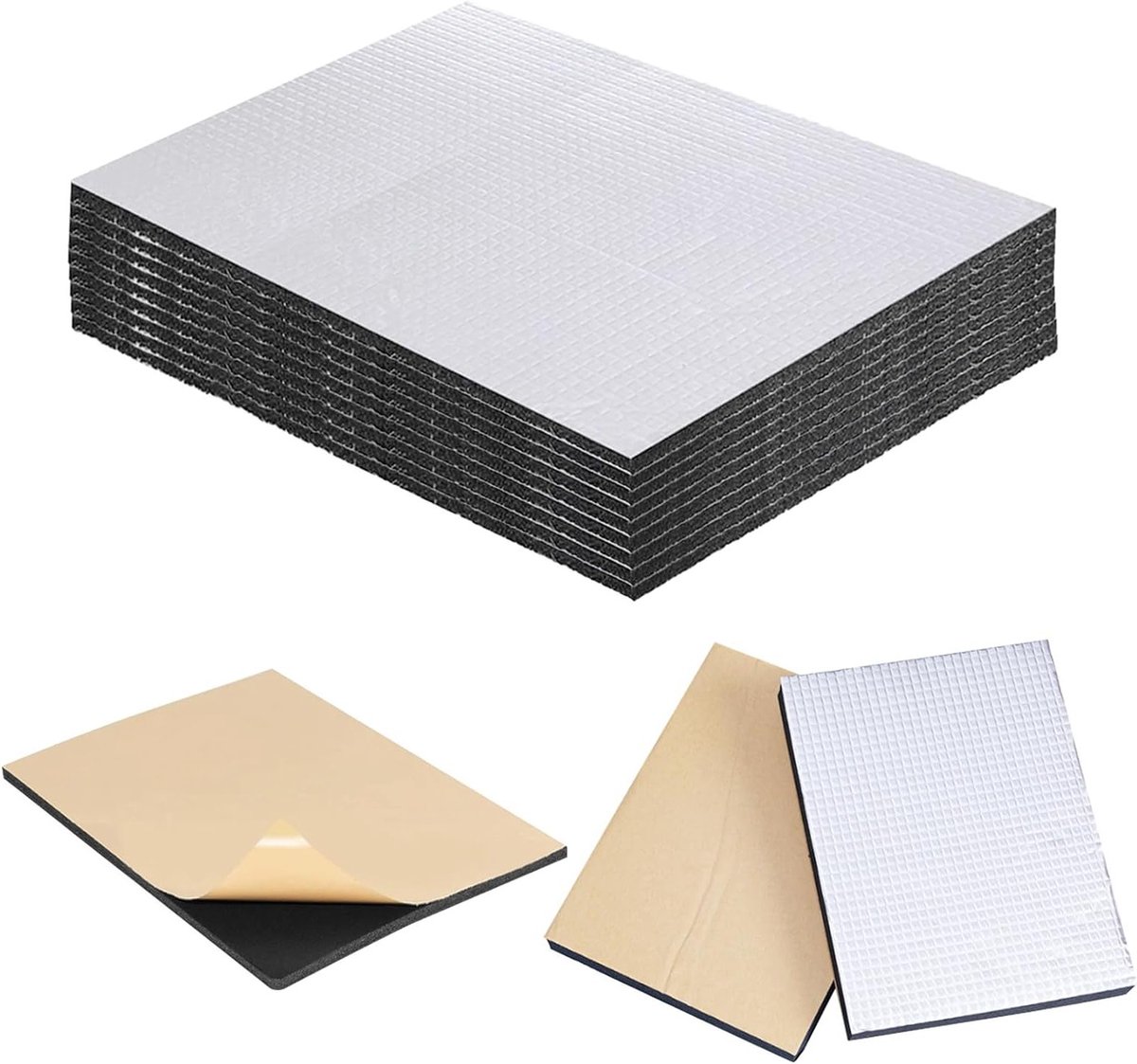 Alubutyl Geluidsisolatieplaten 5 mm - Zelfklevende Aluminium Isolatiematten voor Auto's - Set van 12 Stuks, 40 x 25 cm, Brandveilig en Geluidsabsorberend