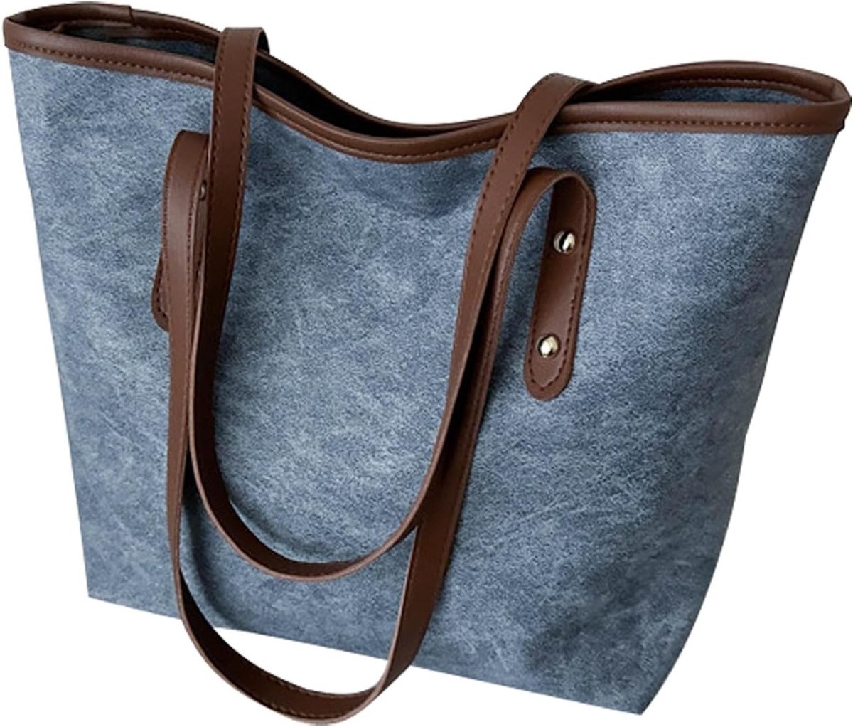 Retro Schoudertas voor Dames, Zachte Leren Handtas met Rits voor Werk, Uitgaan en Dagelijks Gebruik