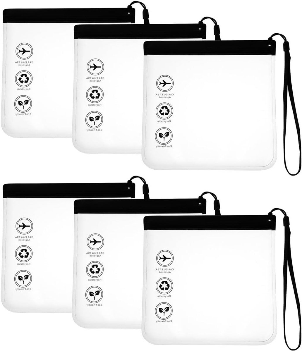 Transparante Toilettas voor Handbagage - 6 Stuks 20x20cm Waterdichte Makeup Bag, Lekvrije en Herbruikbare Reisaccessoires