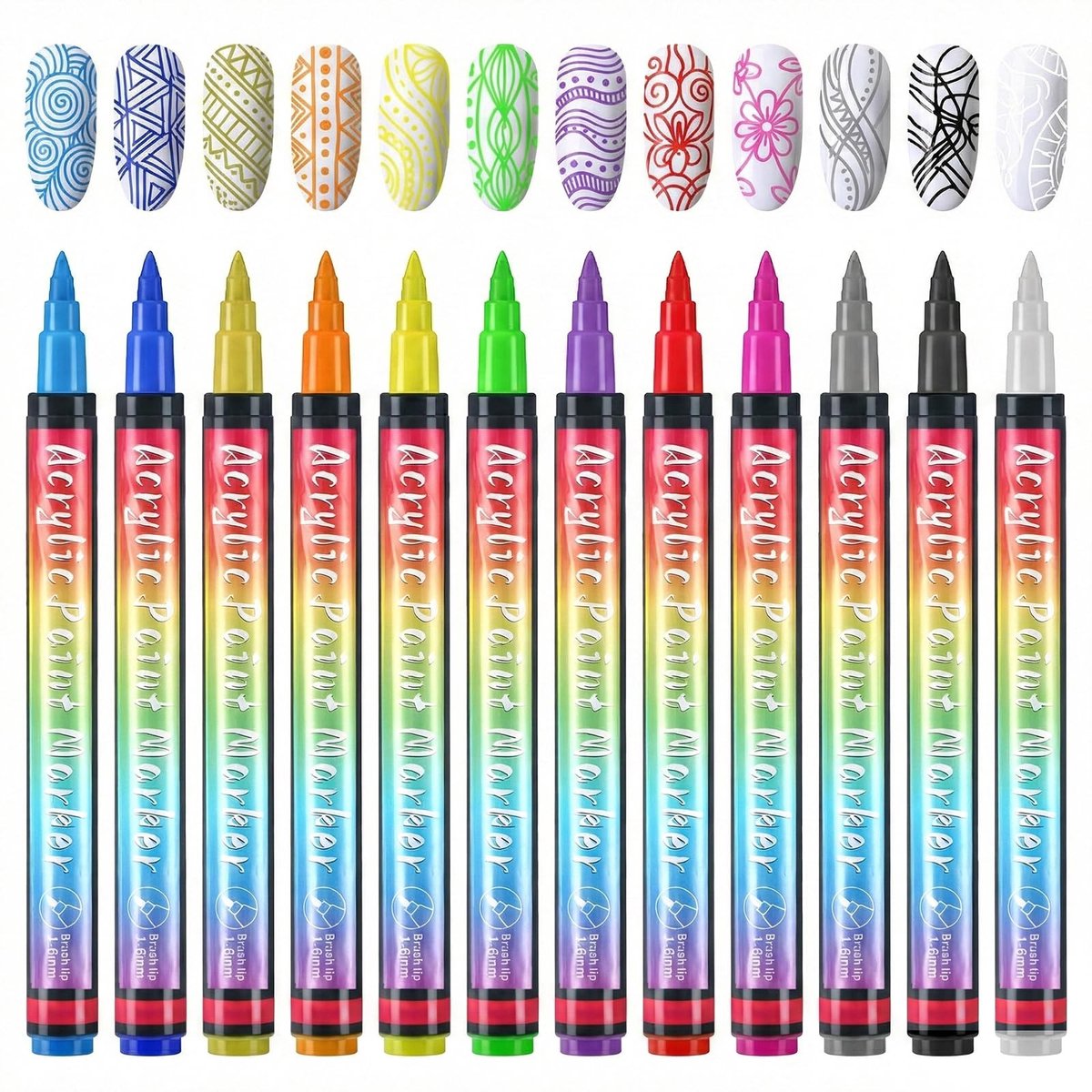 Cosensi - Dailygoods - 12 Kleuren 3D Nagelkunststiften Set voor Creatieve Manicures