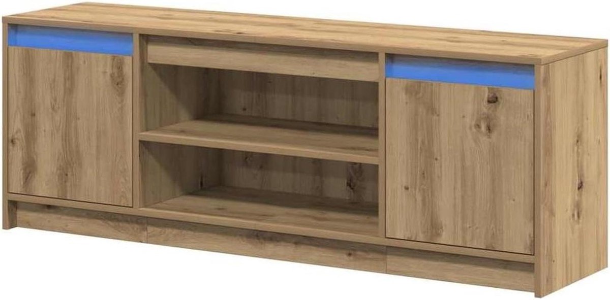 Tv-meubel - Lowboard kast - Media opbergen - Ruimtebesparend design - 140 cm breed - Bruin