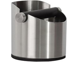 Koffie Klopbox - Espresso Bak - Koffiedik Verwerken - Verhoogde Achterwand - 11 x 11 x 11 cm - Zilver