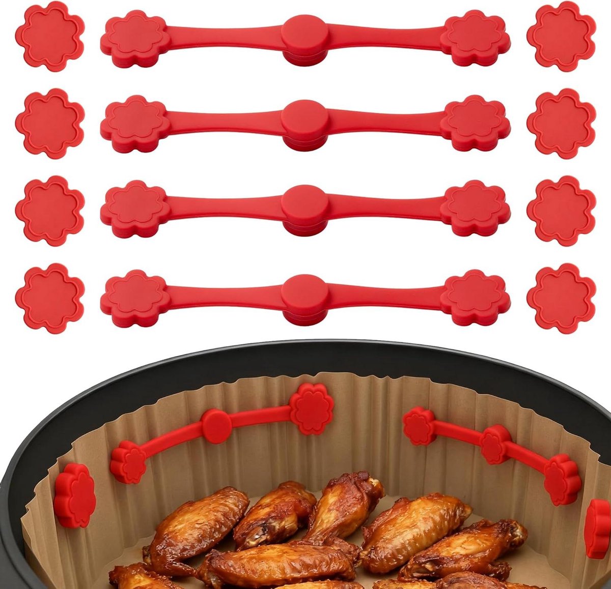 Magneten voor bakpapier Airfryer accessoires Keuken organiseren Hittebestendig siliconen 12 stuks Gemengde kleuren