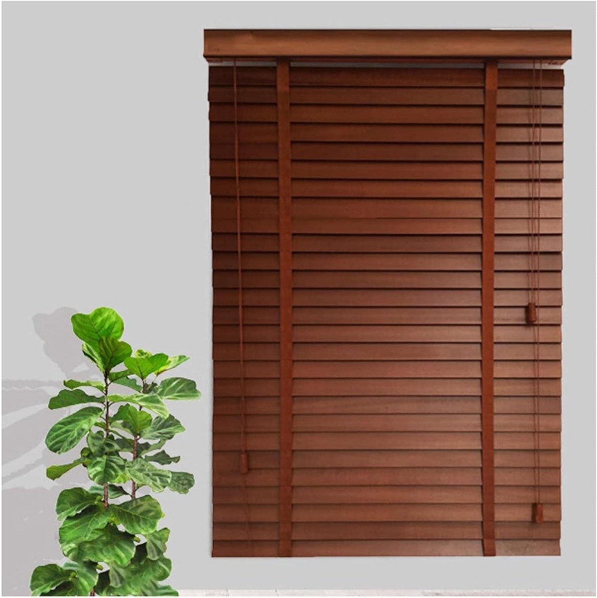 Houten Jaloezieën - Raambekleding Horizontaal - Privacy Creëren - Duurzaam Massief Hout -