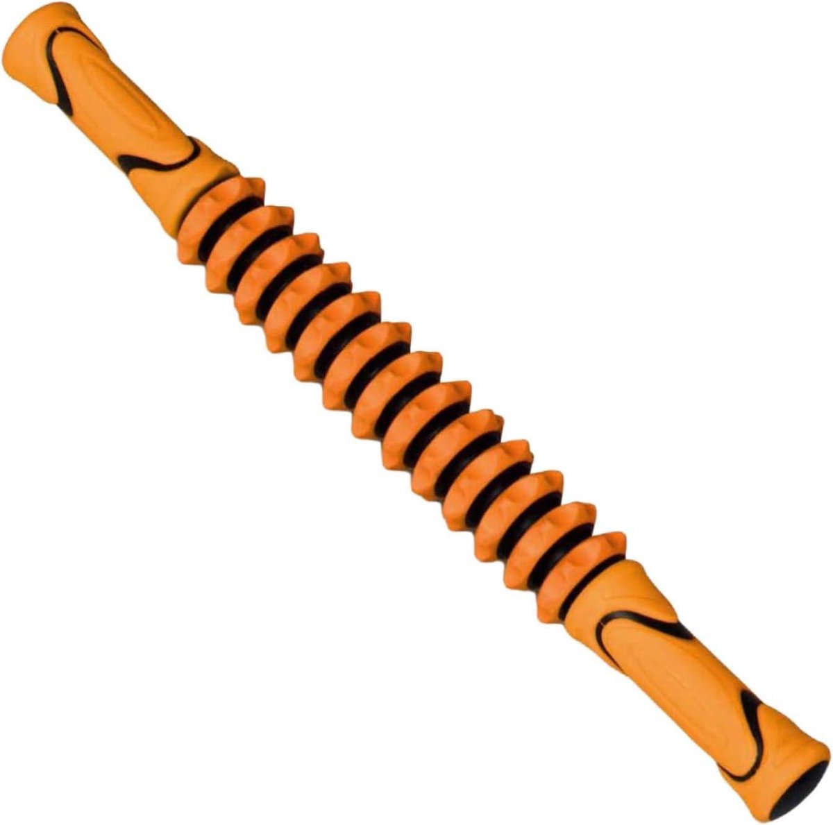 Massage Roller Stick - Lichaamsontspanning Tool - Spierherstel Bevorderen - Tandwiel Oppervlak Ontwerp - 45.5 cm Lengte - Zwart Oranje