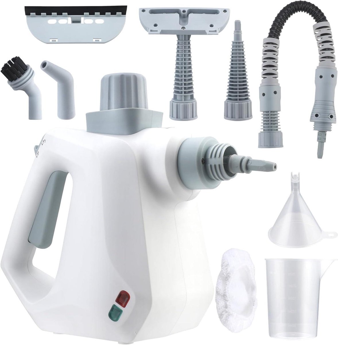 Draagbare Stoomreiniger - Handstomer - Grondig Schoonmaken - 6 Mondstukken - 350 ml Tank - Wit