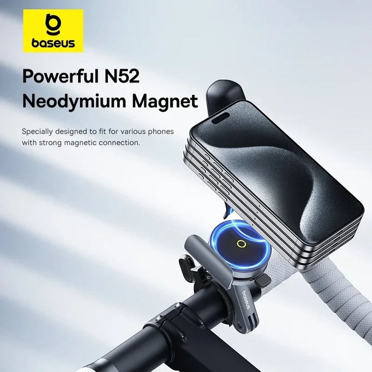Baseus PrimeTrip - Magnetische Telefoonhouder Fiets met Klem - Compatibel met MagSafe - Geschikt voor o.a. E-Bike, Racefiets, Mountainbike en Elektrische Stepjes - Zwart – foto 8