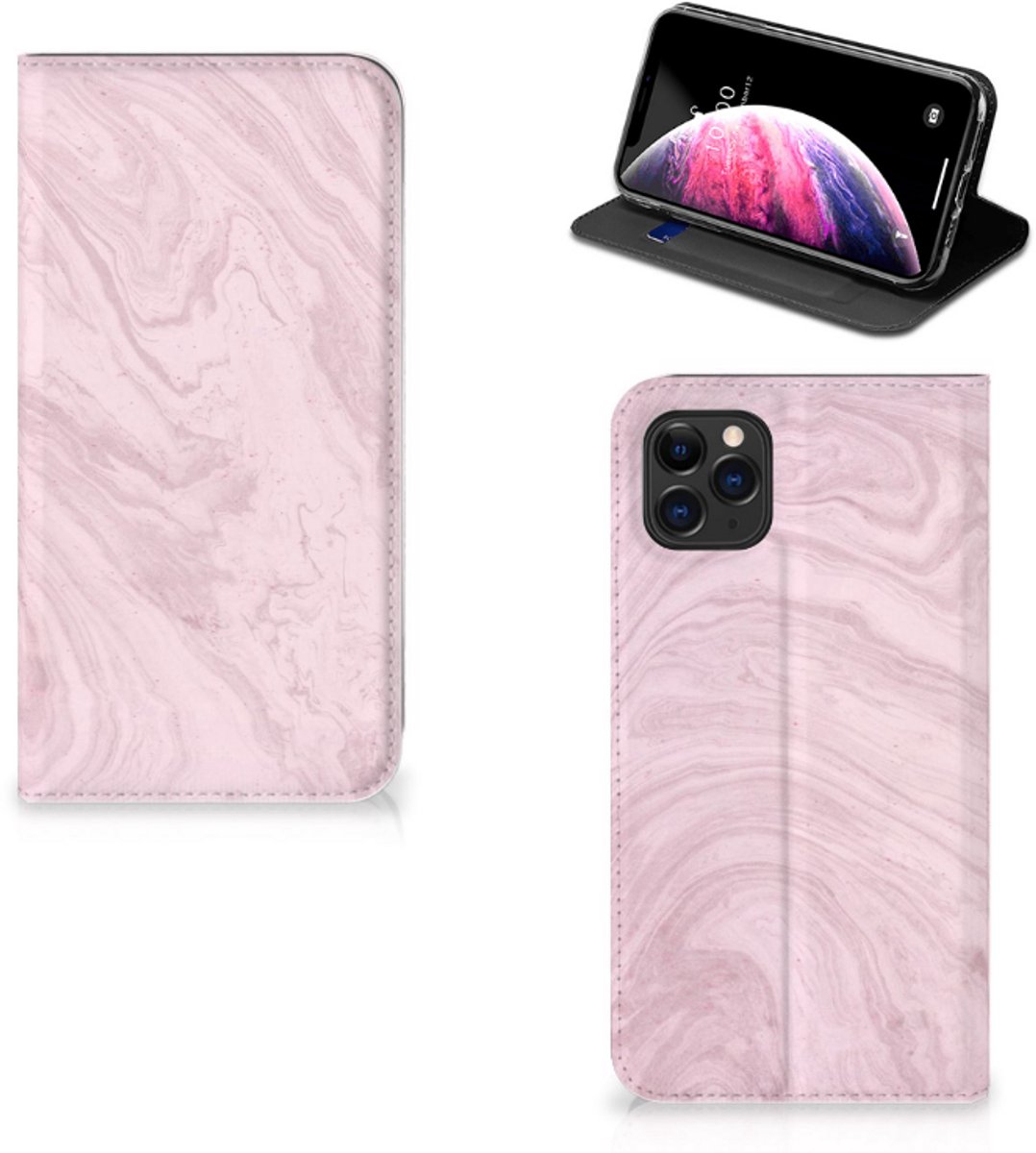 Apple iPhone 11 Pro Max Standcase Marble Pink - Origineel Cadeau Vriendin