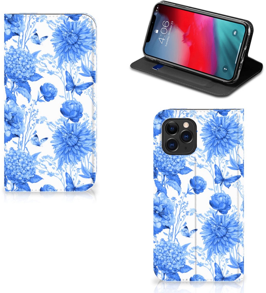 Smart Cover voor Apple iPhone 11 Pro Flowers Blue