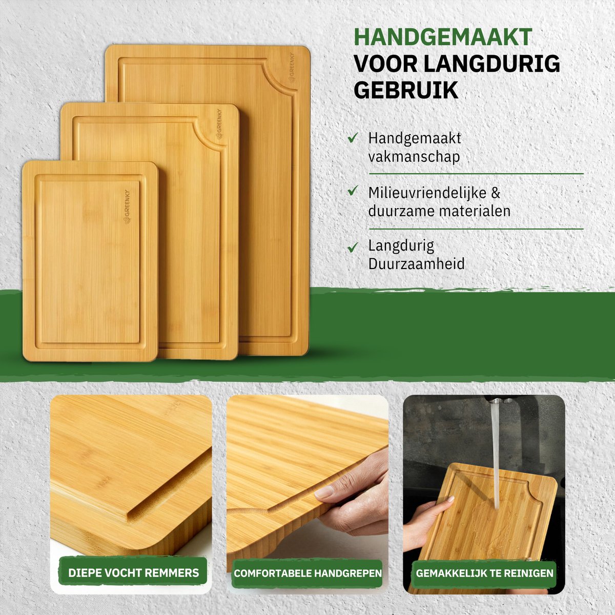 Greenky Bamboo Cutting Boards Set 3