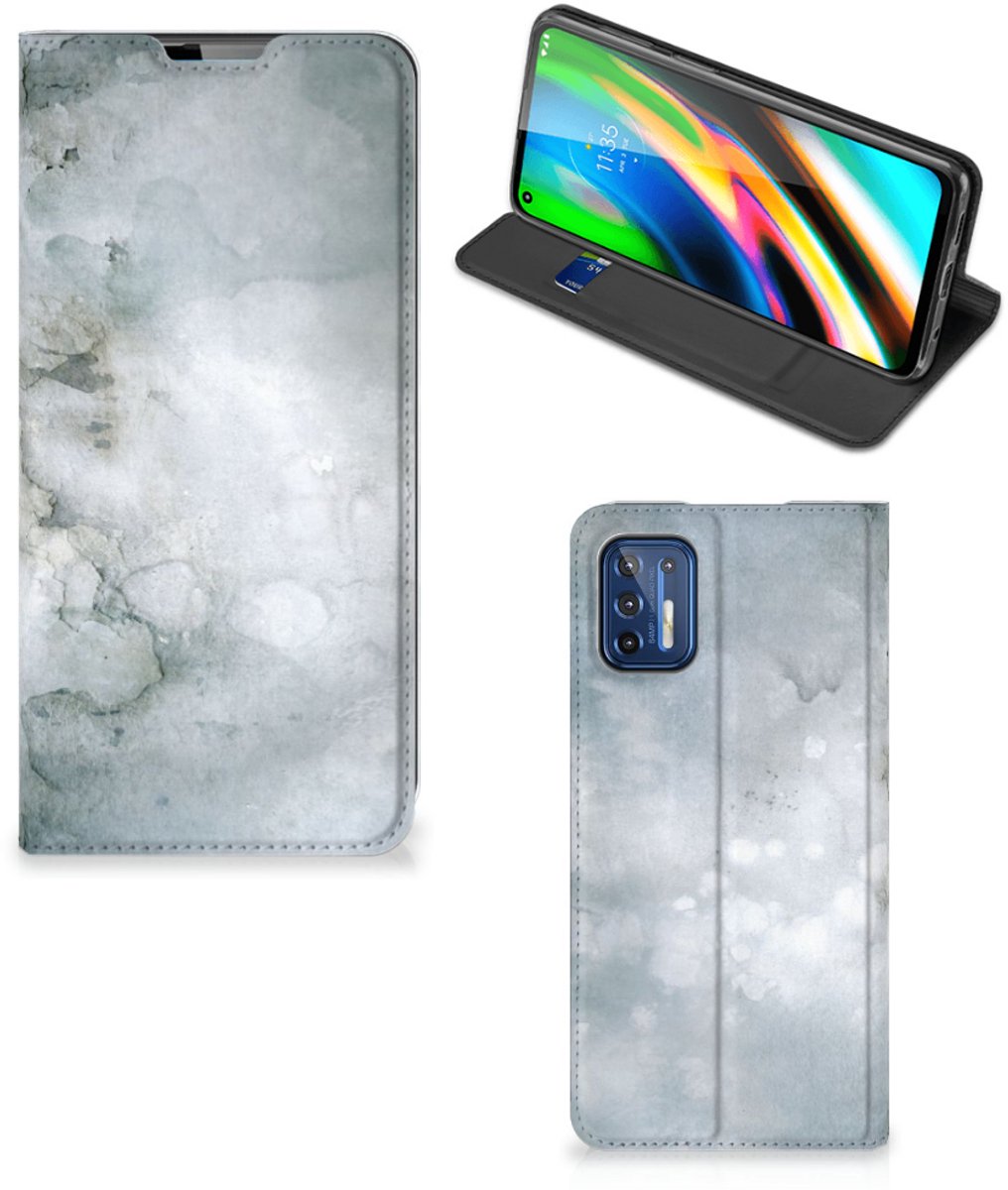 Bookcase Motorola Moto G9 Plus Painting Grey