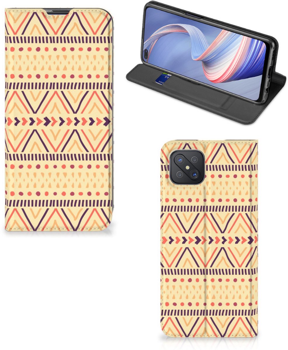 Book Case voor OPPO Reno4 Z 5G Hoesje met Magneet Aztec Yellow