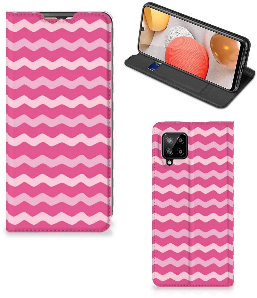 Book Case voor Samsung Galaxy A42 Hoesje met Magneet Waves Pink