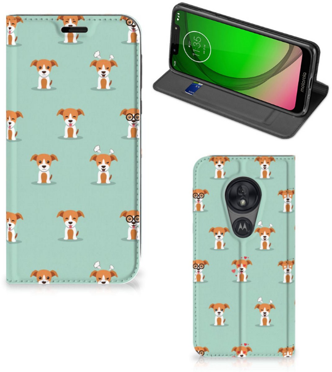 Book Case voor Motorola Moto G7 Play Hoesje maken Pups