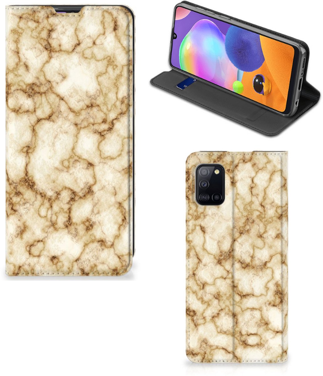 Book Case voor Samsung Galaxy A31 Standcase Marmer Goud