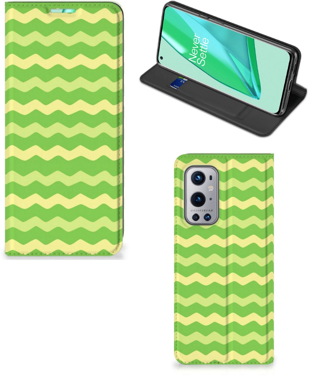 OnePlus 9 Pro Hoesje met Magneet Waves Green