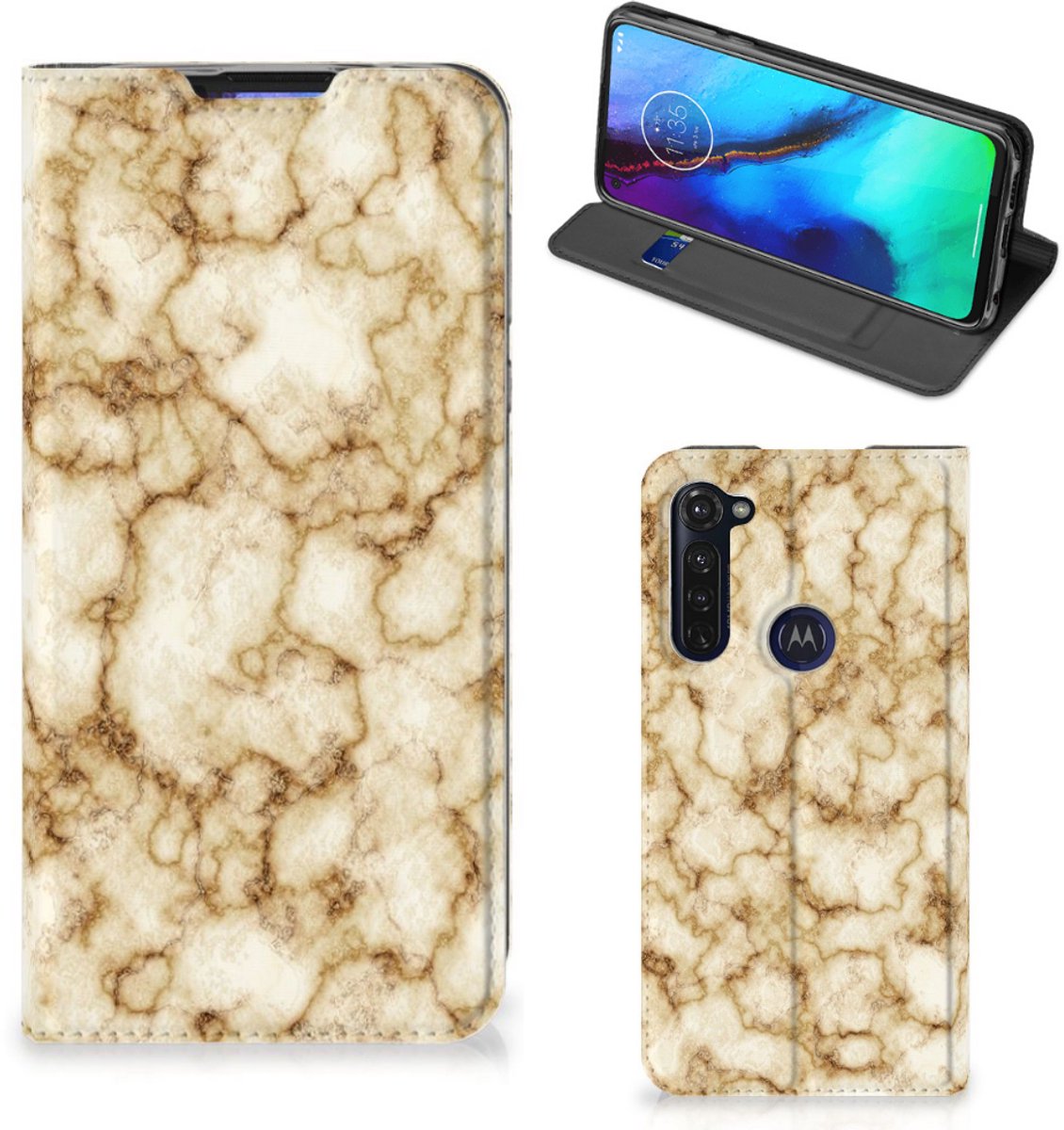Motorola Moto G Pro Standcase Marmer Goud