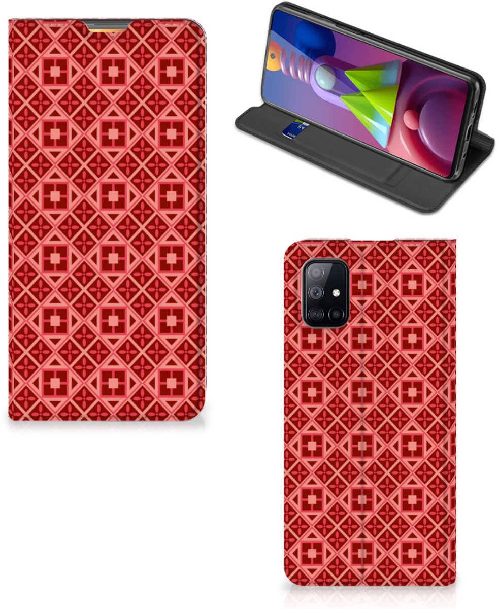 Samsung Galaxy M51 Hoesje met Magneet Batik Rood
