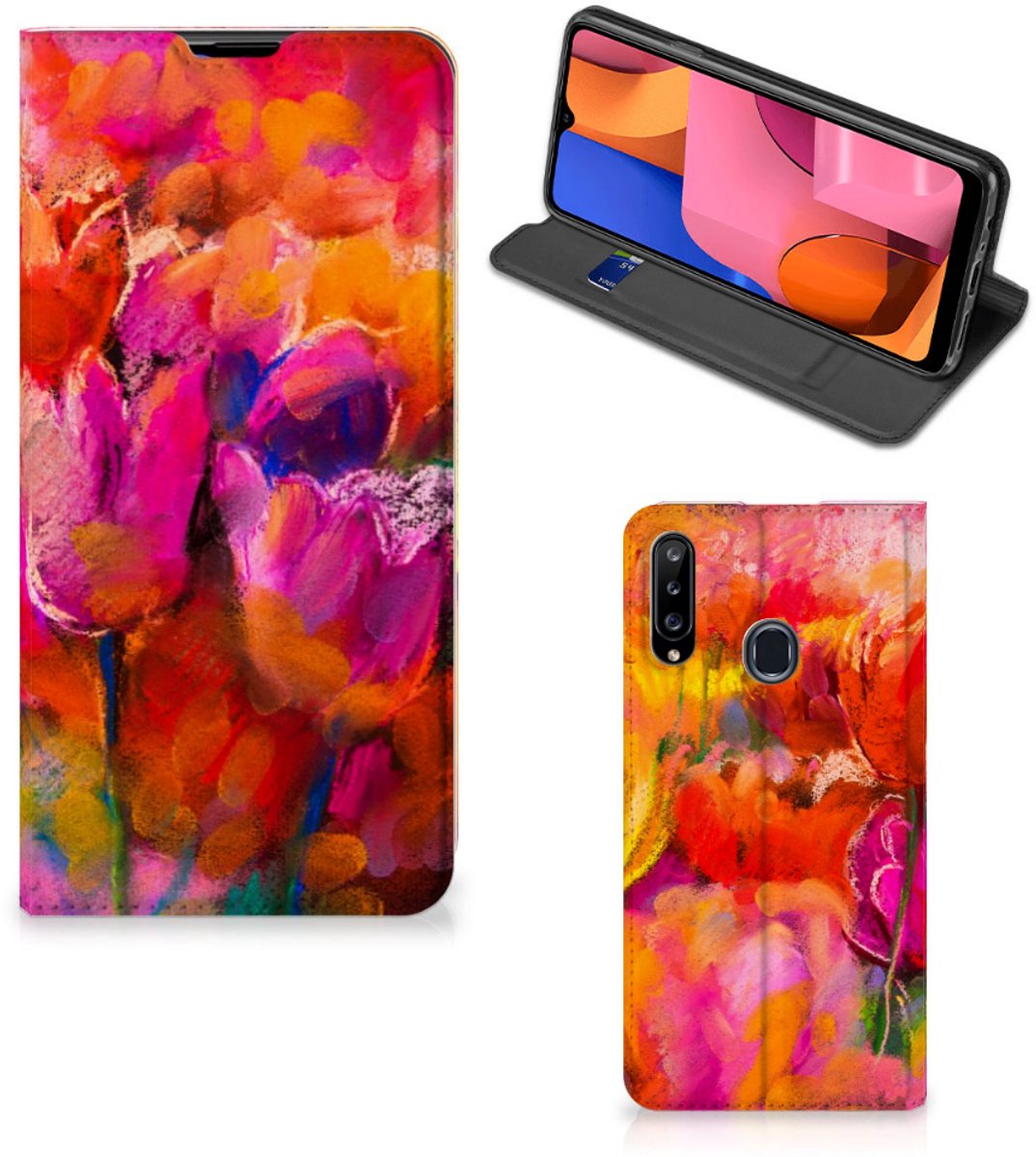 Bookcase Samsung Galaxy A20s Tulips