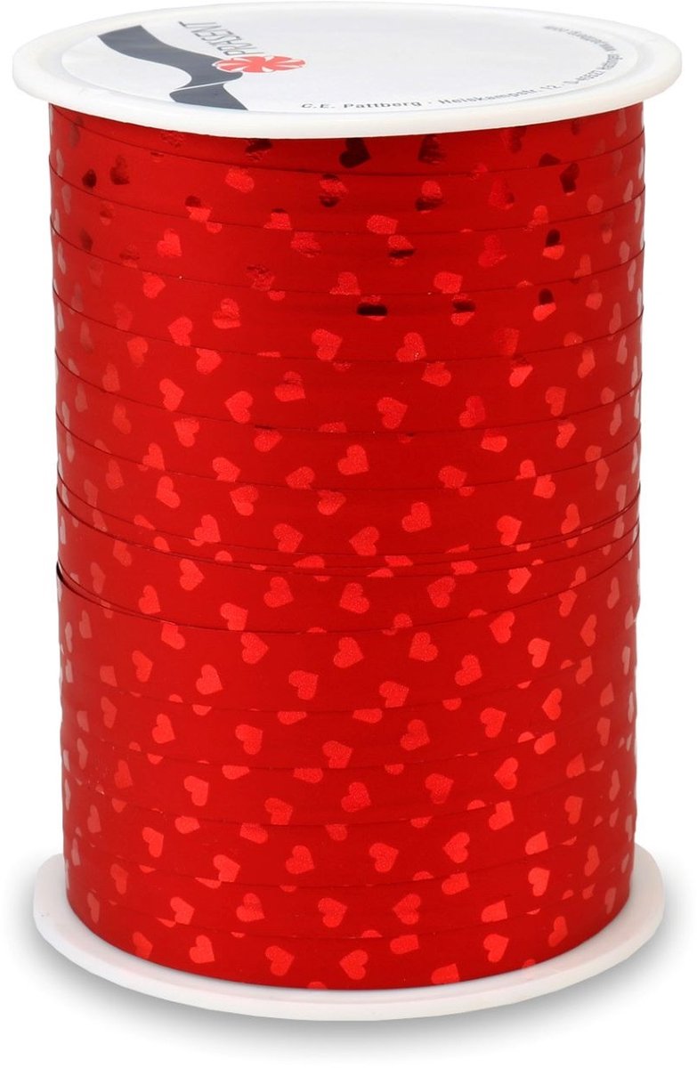 Krullint Hartjes Metallic Rood - 10mm