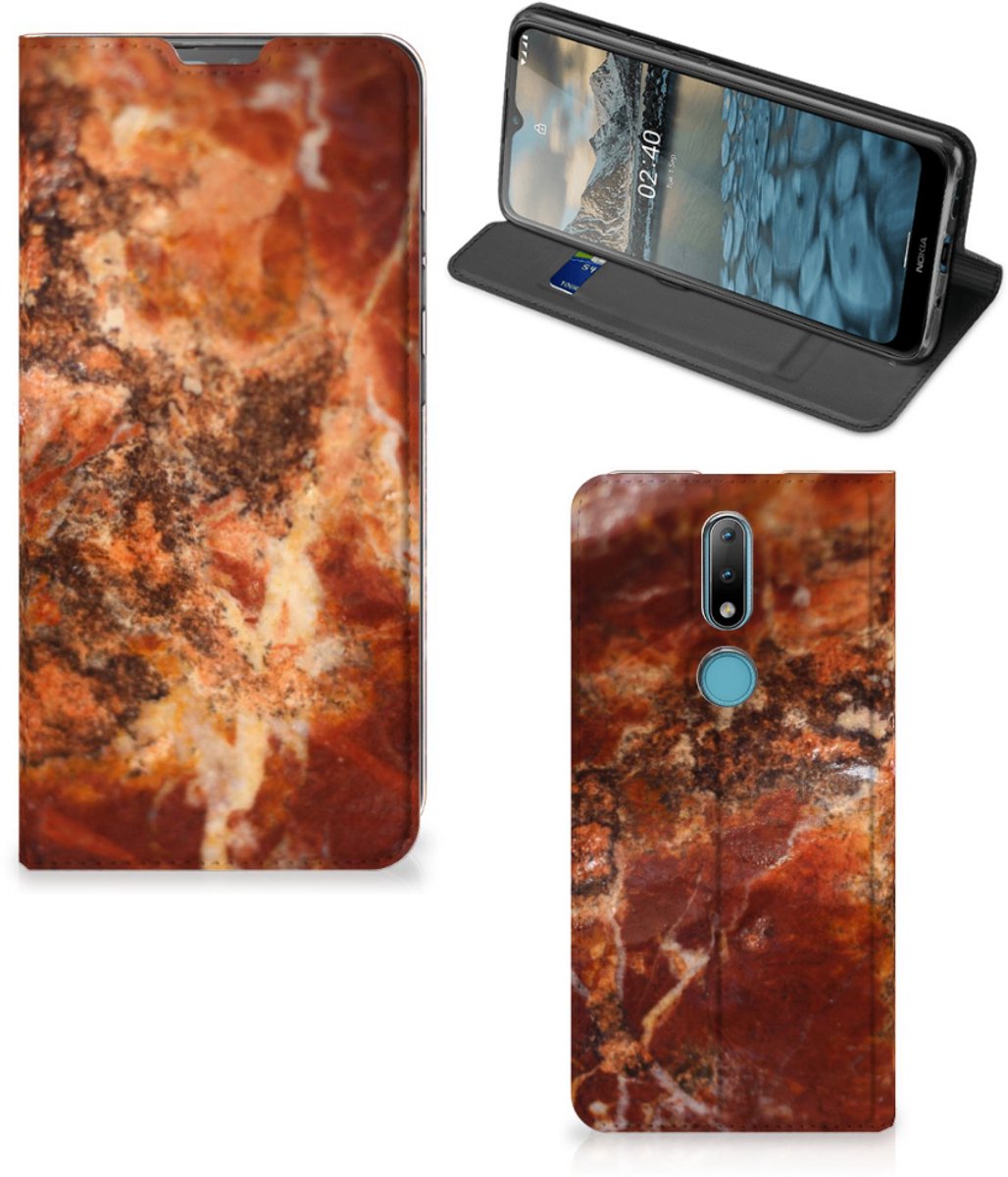 Nokia 2.4 Standcase Marmer Bruin