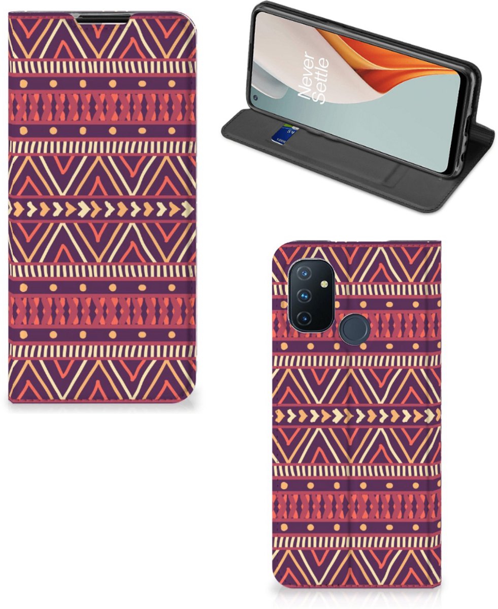 OnePlus Nord N100 Hoesje met Magneet Aztec Paars