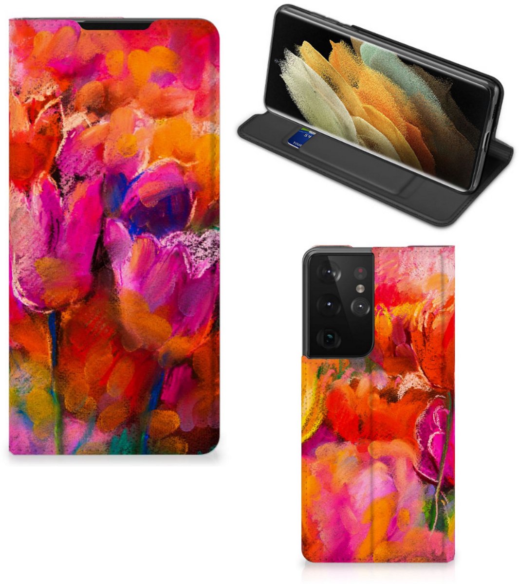 Bookcase Samsung Galaxy S21 Ultra Tulips