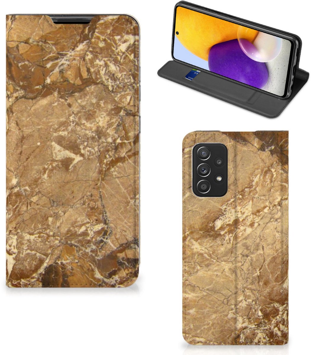 Standcase Hoesje voor Samsung Galaxy A72 (5G/4G) Standcase Marmer Creme