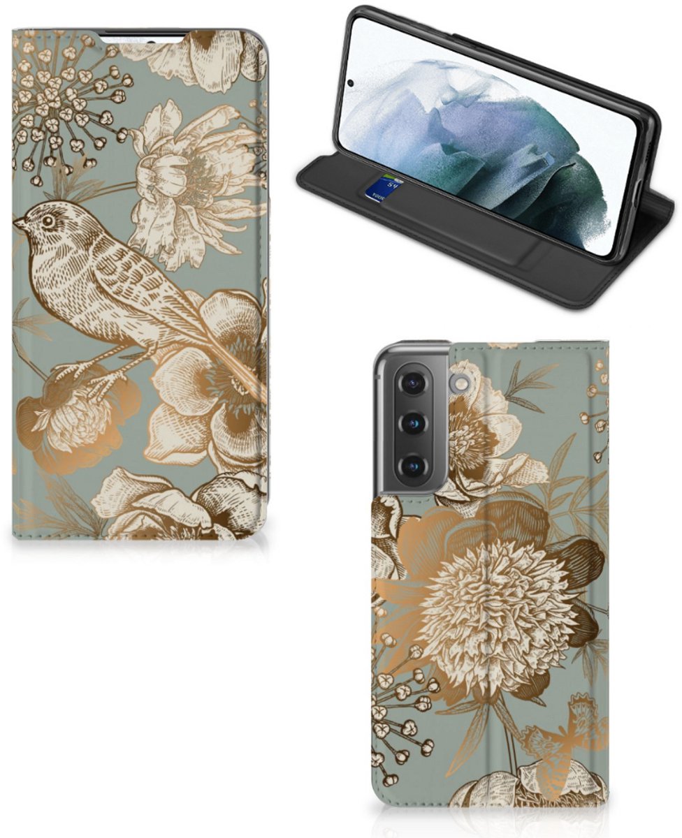 Smart Cover voor Samsung Galaxy S21 FE Vintage Bird Flowers