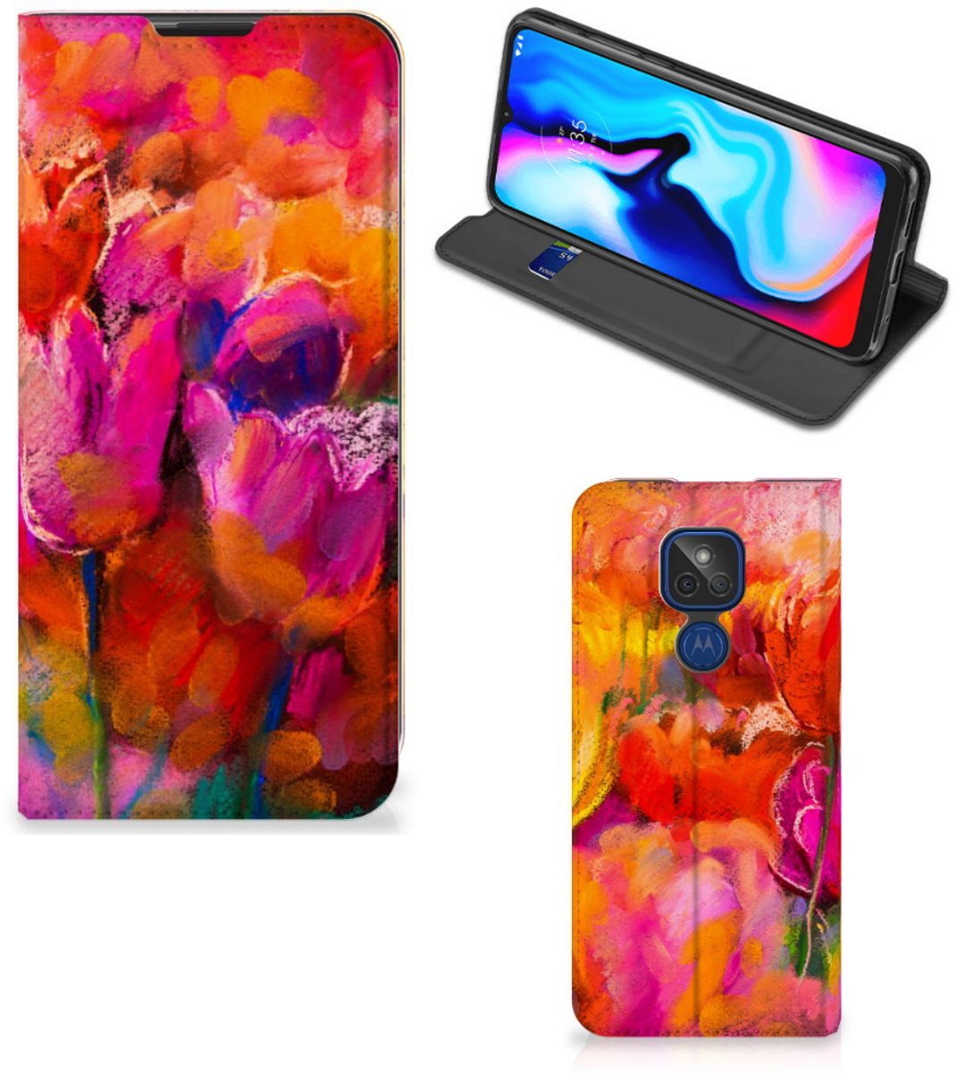 Bookcase Motorola Moto G9 Play Tulips
