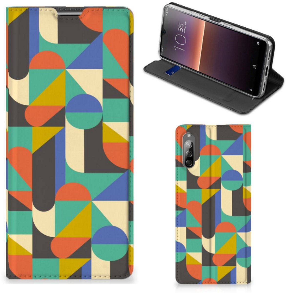 Book Case voor Sony Xperia L4 Hoesje met Magneet Funky Retro