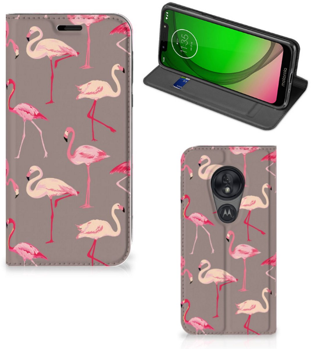Standcase Hoesje voor Motorola Moto G7 Play Hoesje maken Flamingo