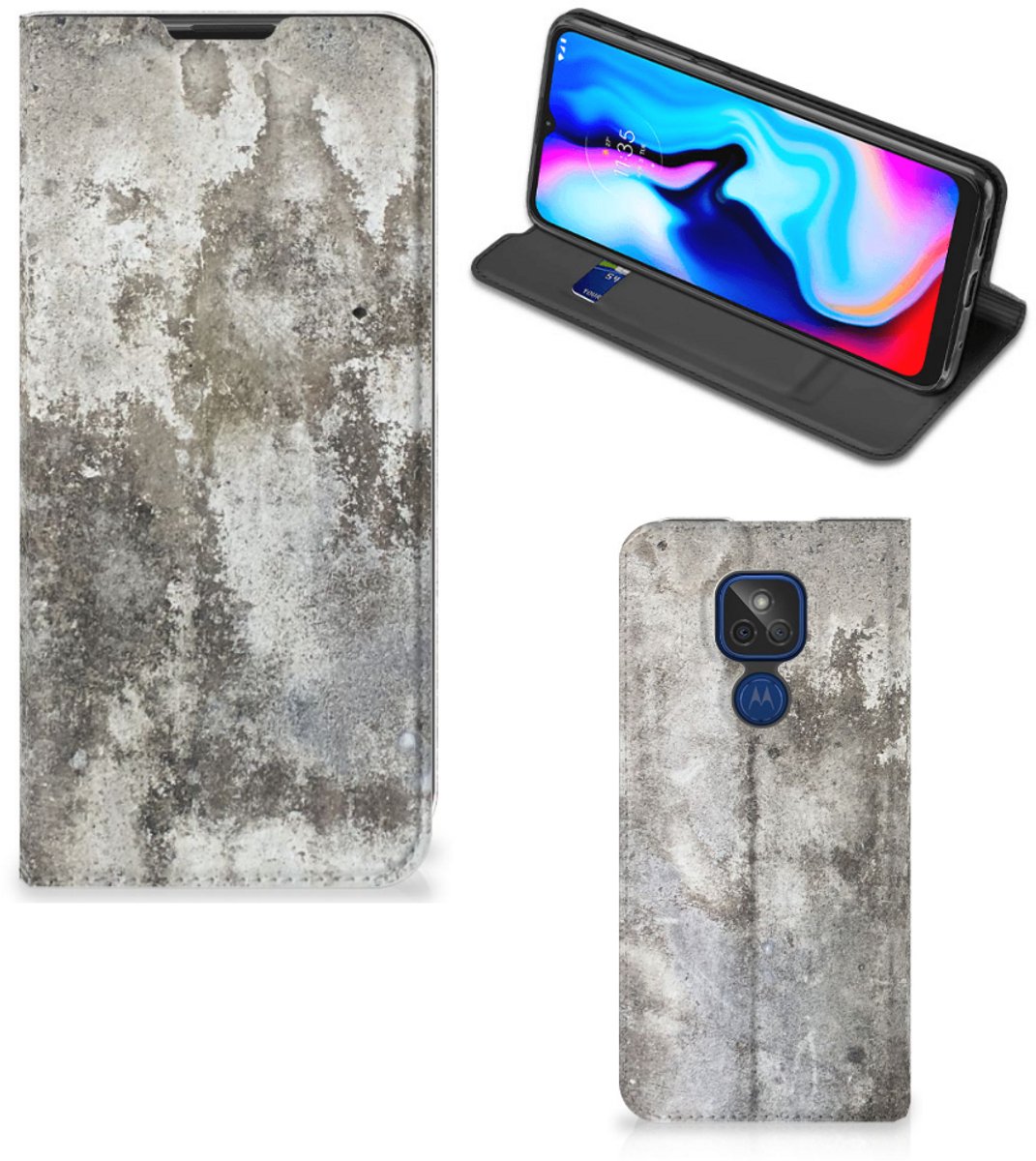 Motorola Moto G9 Play Standcase Beton Print