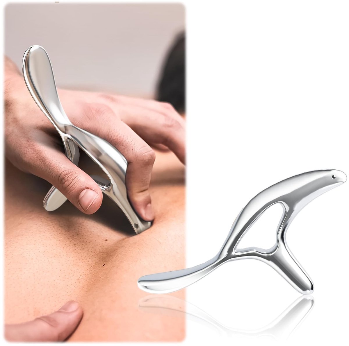 Allecto - Trigger Point Massager - Ergonomische Handgreep - Roestvrij Staal - Diepe Weefselverlichting - Geschikt voor Nek tot Voeten - Zilverkleurig