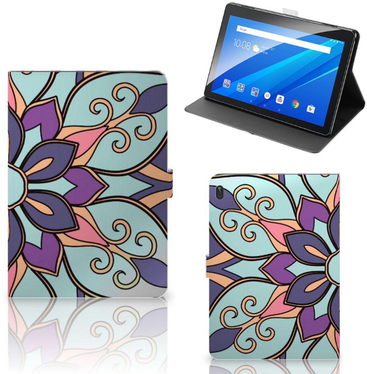 Lenovo Tab E10 Tablet Cover Purple Flower