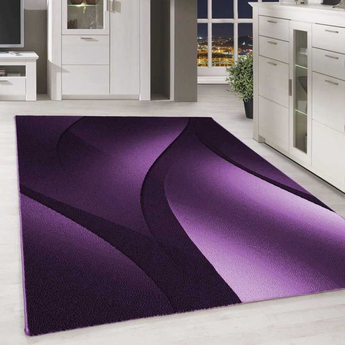 TapisTrend Designer tapijt Paars 160x230 cm Modern abstract design vloerkleed met optische golven en korte pool