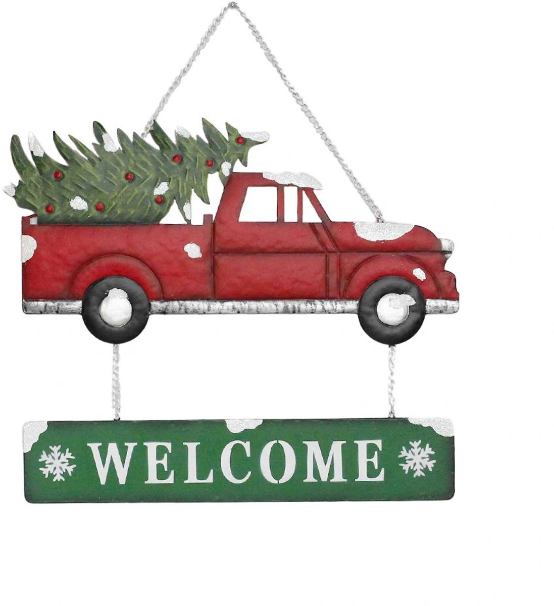 Buitengewoon de boet - Wanddeco Kerst Auto met Boom 50x53 cm