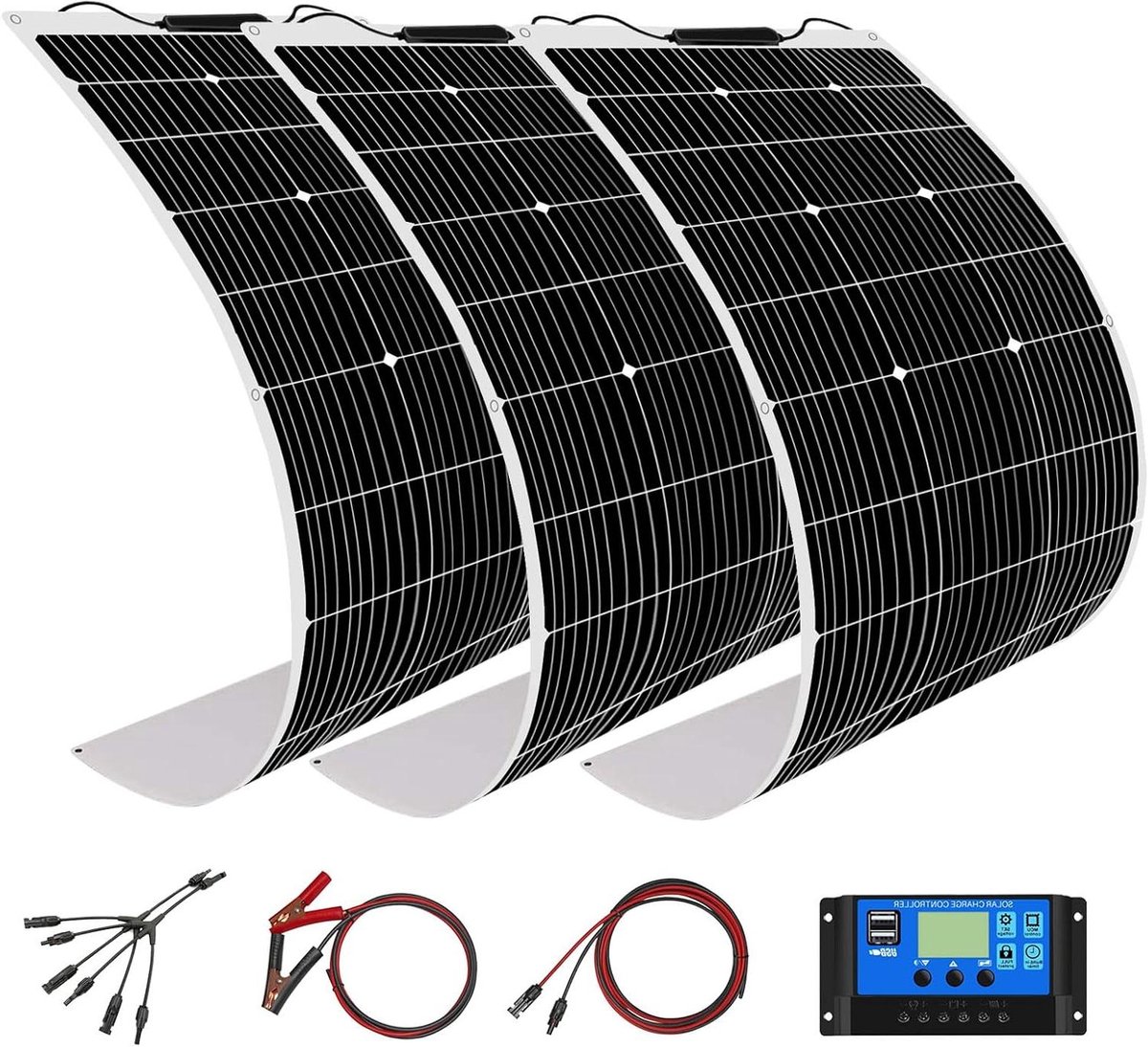 Flexibel Zonnepaneel Set - Zonnecel Module - Off-Grid Energie - Hoge Efficiëntie - 300W 12V - Zwart