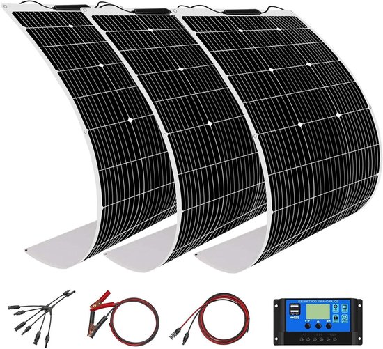 Flexibel Zonnepaneel Set - Zonnecel Module - Off-Grid Energie - Hoge Efficiëntie - 300W 12V - Zwart