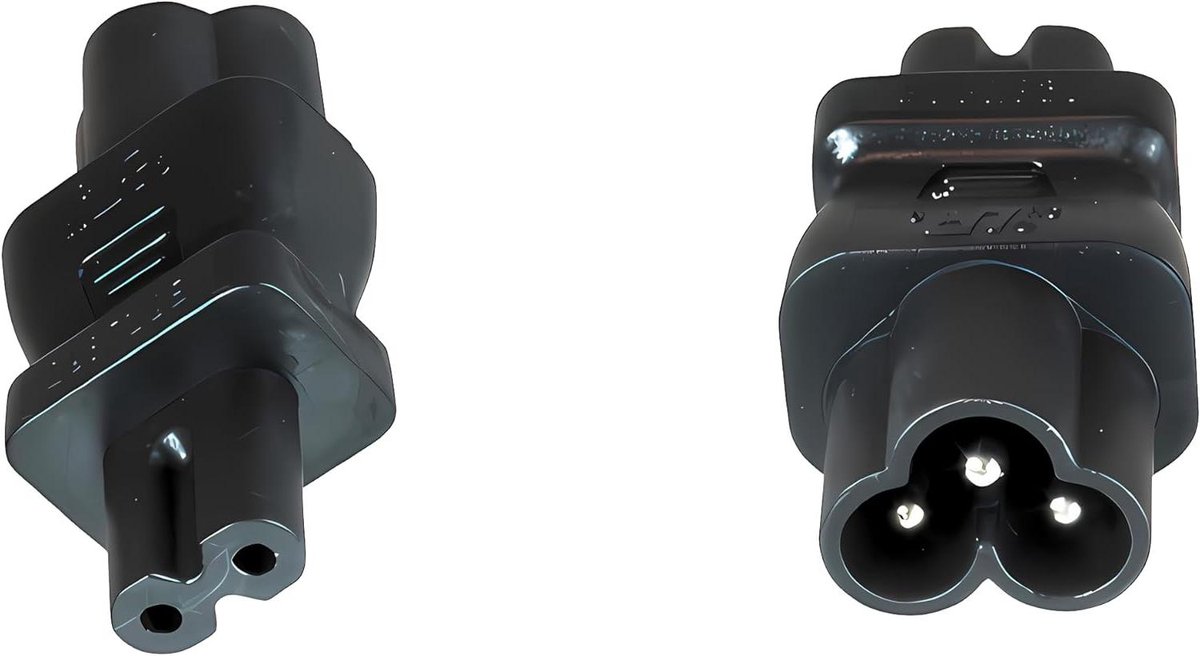 Stroomadapter - Verlengkabel adapter - Apparaten aansluiten - 3-pins naar 2-pins - 250 Volt - Zwart