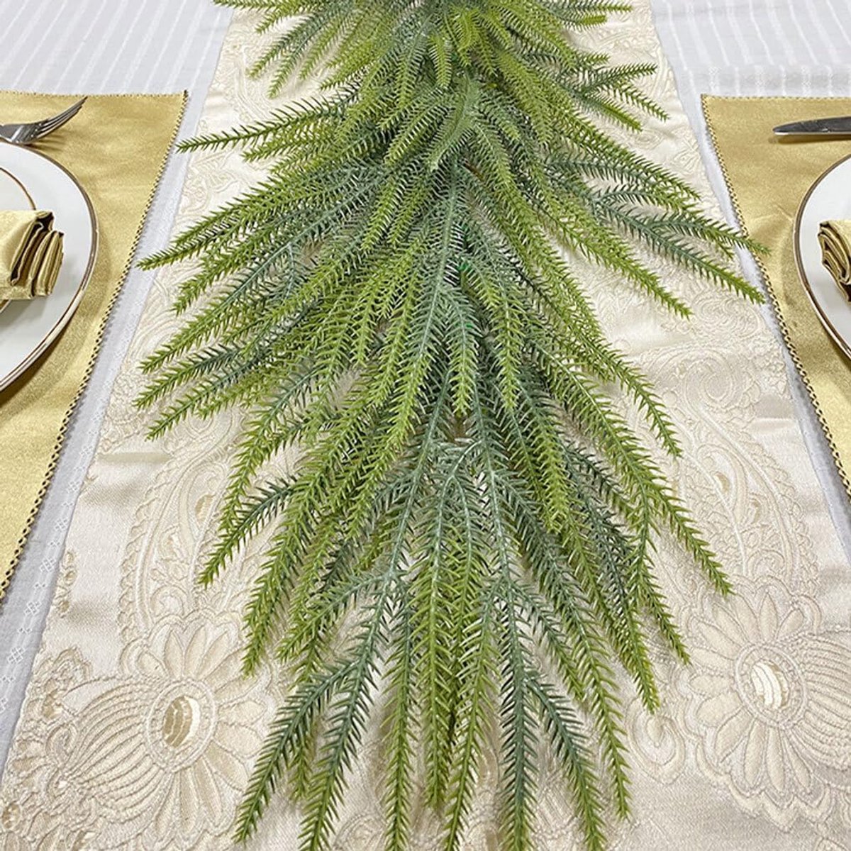 Kerstkrans Garland - Kunsttakken Slinger - Huis Versieren - Realistische Uiterlijk - 150 cm - Groen – foto 2