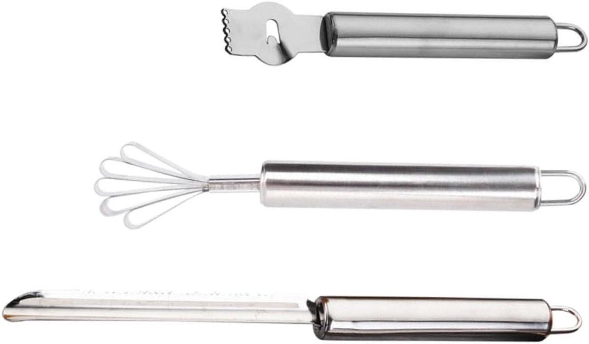 RVS Handrasp Set - Citroenrasp Kokosrasp - Keukenwerk Vereenvoudigen - Multifunctioneel Dubbelzijdig - 3 Stuks - Zilver