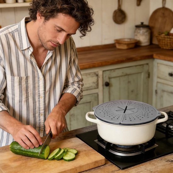 Spatbescherming Keuken - Spatscherm Pan - Schoon Koken - Opvouwbaar Ontwerp - 317 x 18 x 28 cm - Grijs — afbeelding 5