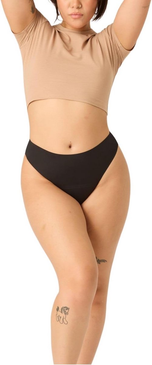Naadloze bikini-slip met hoge taille voor dames, medium tot sterk absorptievermogen