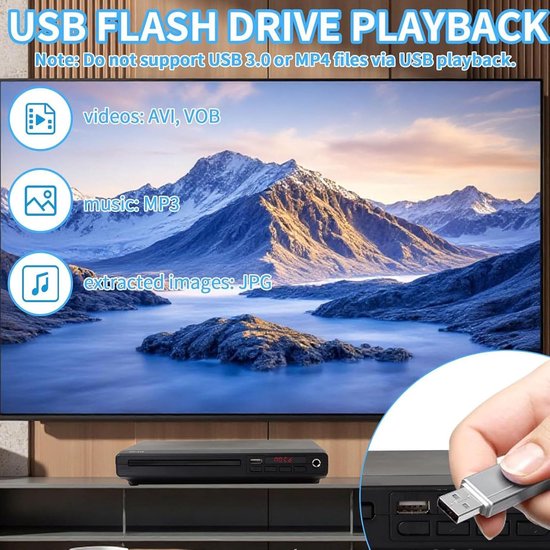 Regiovrije DVD Speler - Universele Speler Film Speler - Films Kijken - Speelt Alle Regio's - Compact Formaat - Zwart — afbeelding 5