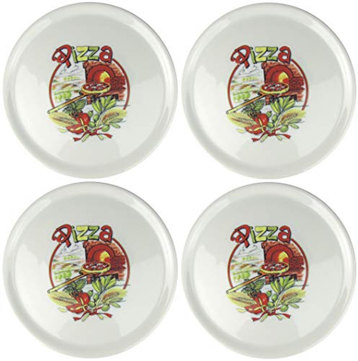 Pizzabellen met decoratie 4 stuks, pizzaoven Ø 31cm