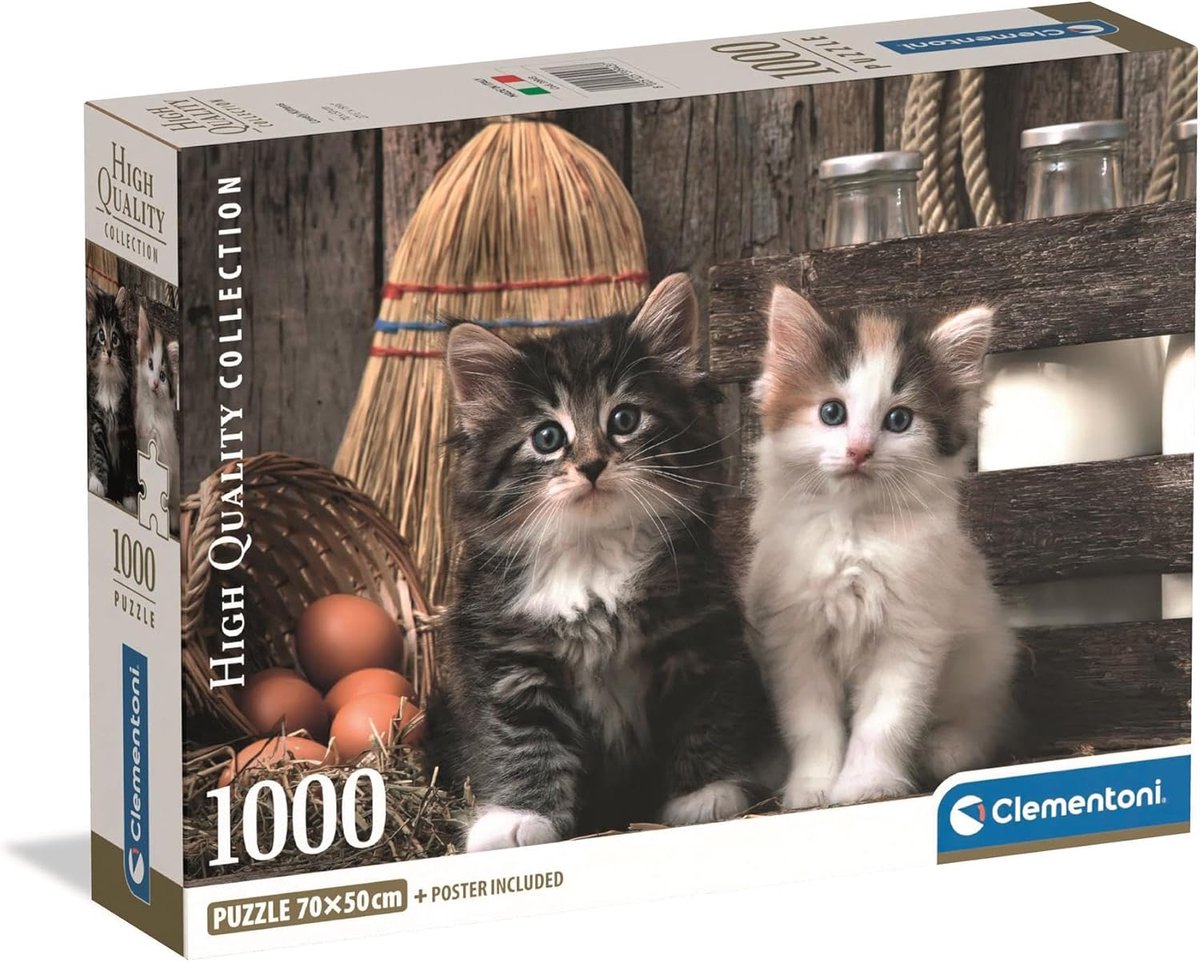 Puzzel 1000 Stukjes voor Volwassenen - Schattige Katjes Collectie - Inclusief Poster