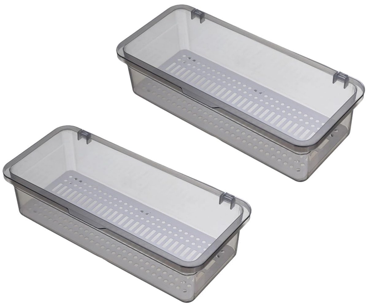 MTTproducts- Bestekdienblad 2 stuks - Besteklade met deksel - Afdruiprek - Keukenorganizers - Kunststof - Afmetingen 25 x 10 x 7 cm - Keukenorganizer