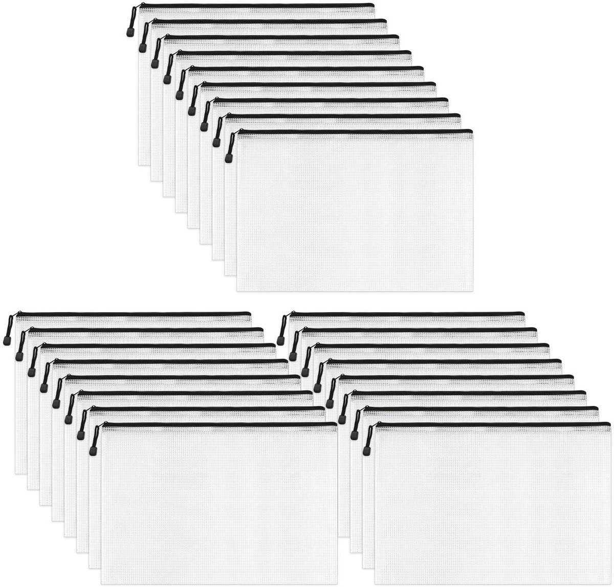 MTTproducts- Plastic Zakken 25 Stuks - PVC Zakken met Ritssluiting - Mapzakken - Transparant - Duurzaam - Waterdicht 31,5 x 44 cm
